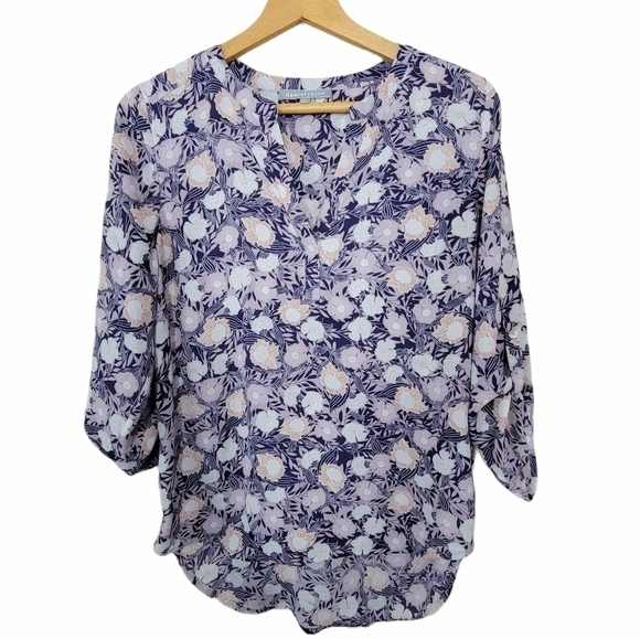 Daniel Rainn | Purple Floral Popover Blouse Size Small - Picture 1 of 6